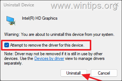 delete driver for this device