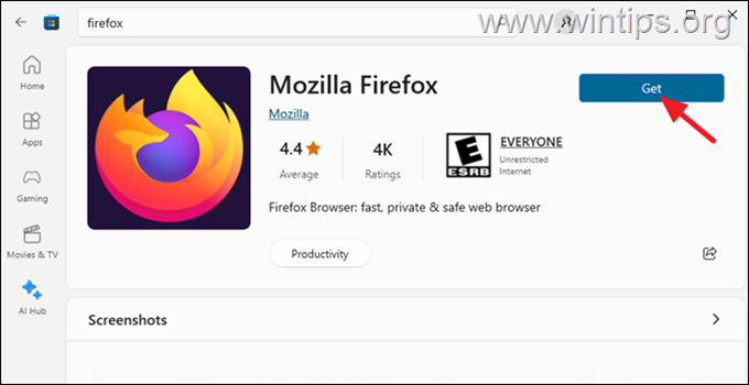 download firefox from store