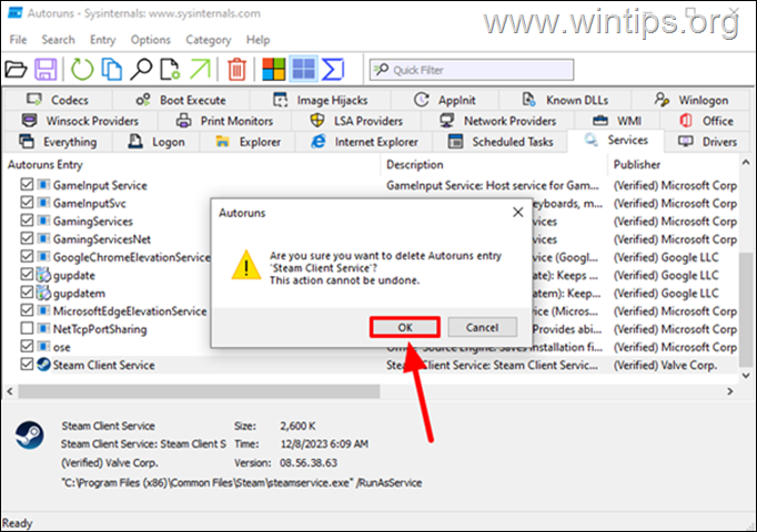 remove services with autoruns