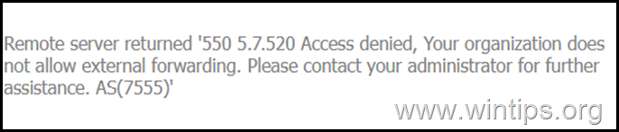 Remote server returned '550 5.7.520 Access denied in Office365.