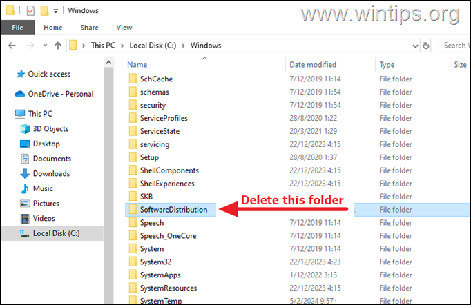 Delete SoftwareDistribution folder