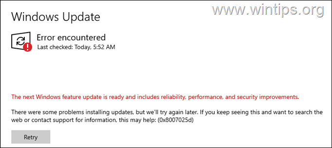 FIX 0x8007025d in Windows 10 Update