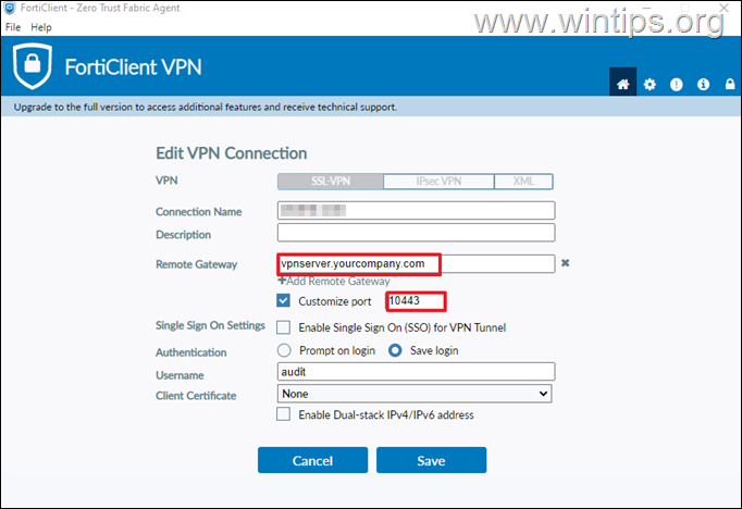 SSL VPN connection is down - Permission denied -455