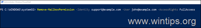 Remove mailbox full access rights - powershell