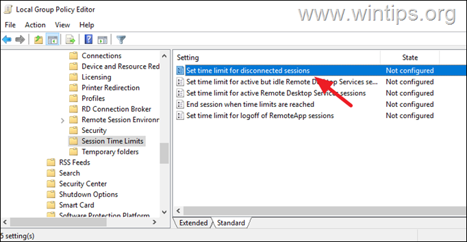 Set time limit for disconnected sessions 