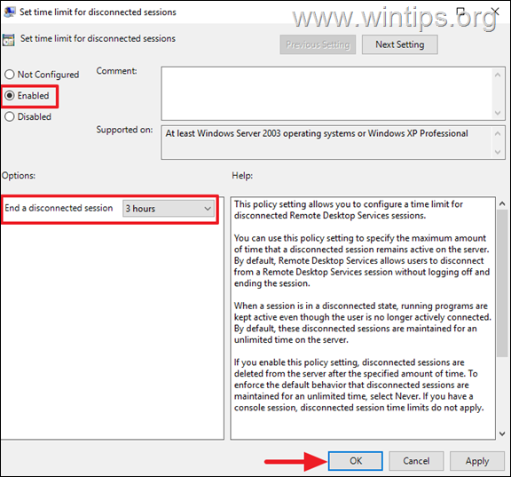 auto log off disconnected users