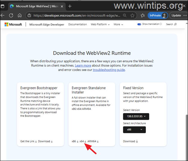 download WebView2 Runtime 