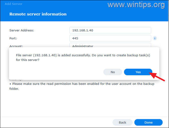 back up shared files to synology
