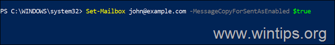 Message Copy to Sent Items folder For Sent As Enabled