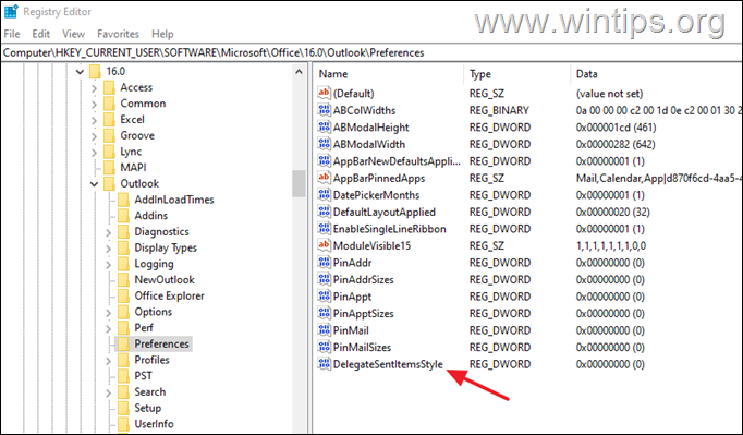 DelegateSentItemsStyle