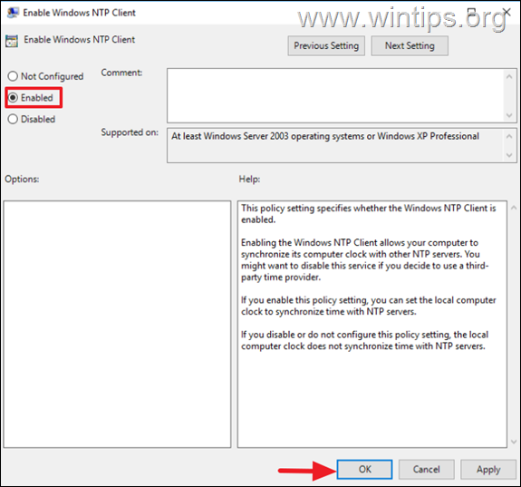 Enable Windows NTP Client 