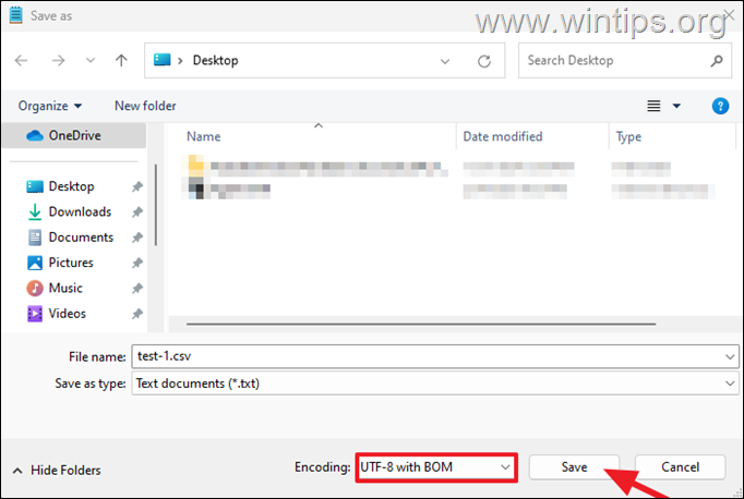 Save as CSV in UTF-8 with BOM Encoding