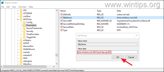 Set NTP Server in Registry.