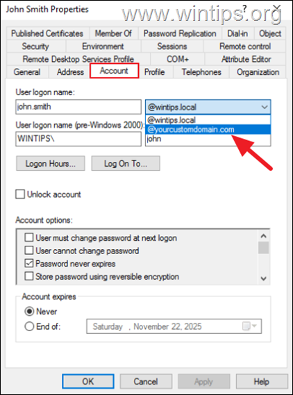 Change User UPN Suffix 