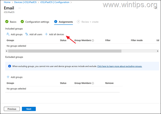 Exchange ActiveSync Policy assignment