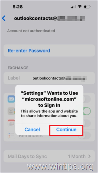 How to sync outlook 365 contacts with contacts app iphone