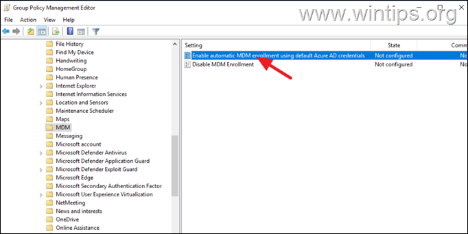 Enable Automatic MDM Enrollment using a Group Policy 