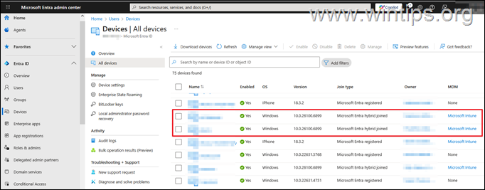 Check Hybrid Joined Devices in Microsoft Entra ID