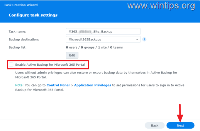 backup office 365 to synology nas