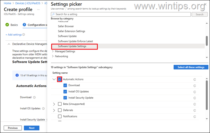 Create iPhone Update Policy - DDM - Intune