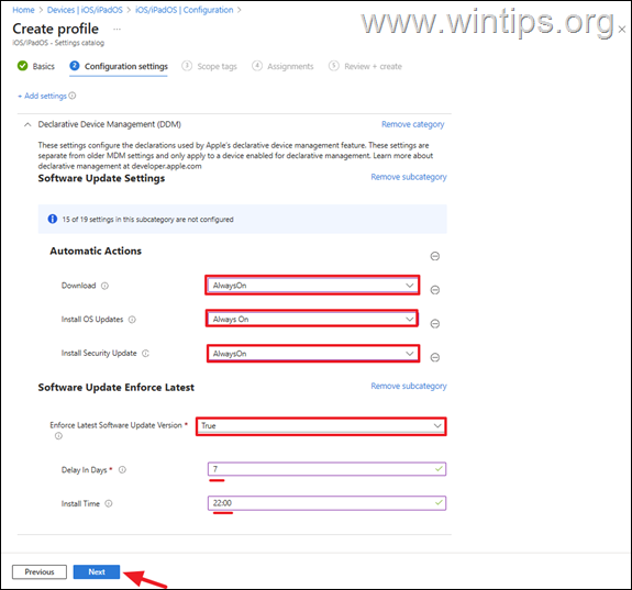 DDM iOS/iPad Update Policy - Microsoft 365