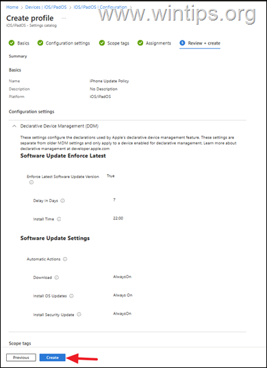 Setup iPhone Update Policy