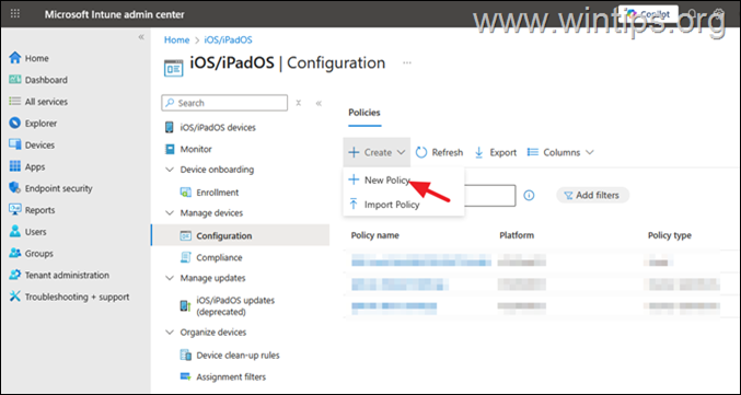 Intune - Create New Policy