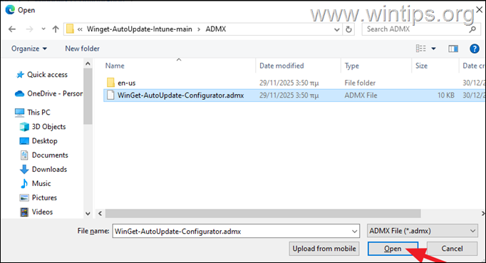  Import Winget-Autoupdate-Intune ADMX in Intune.
