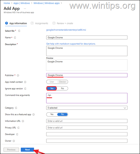intune .MSI app package deployment