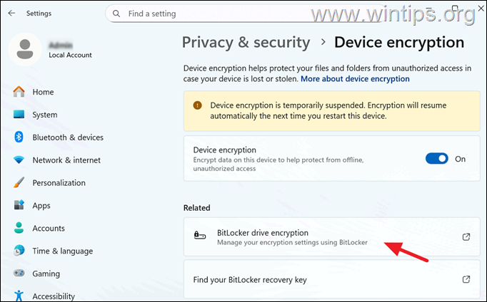 fix device encryption suspended