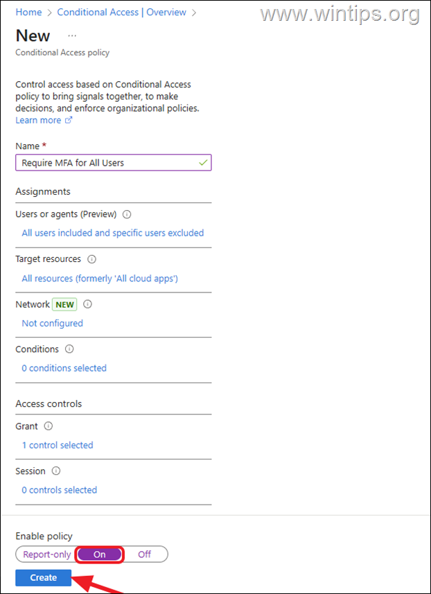 Require MFA for all users - Conditional Access Policy
