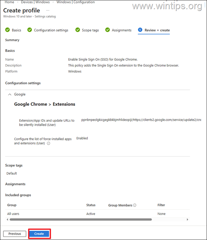 Enable Single-On for Chrome via Intune