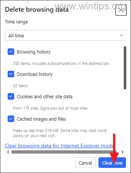 clear browsing data 
