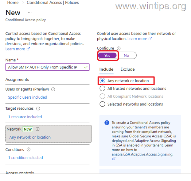 CA - Restrict SMTP AUTH from one Address Only