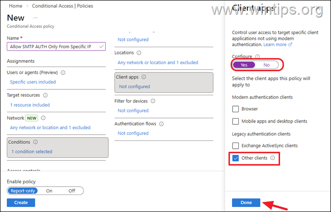 Conditional Access Policy to Allow SMTP AUTH only for the certain Public IP Address