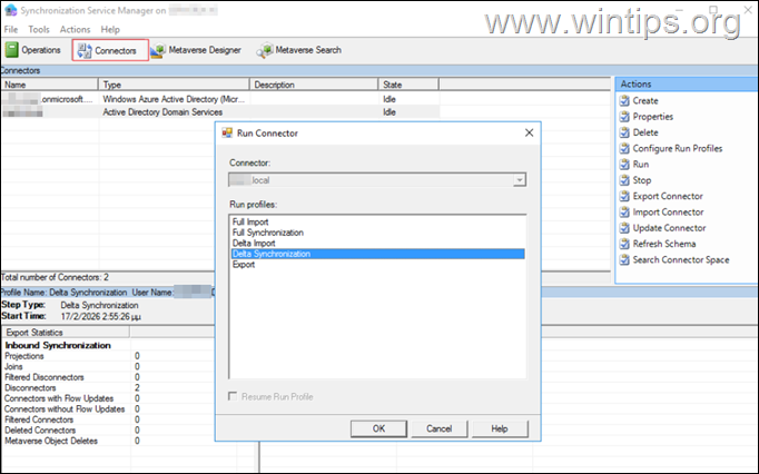 Azure AD Connect Synchronization Services Manager 
