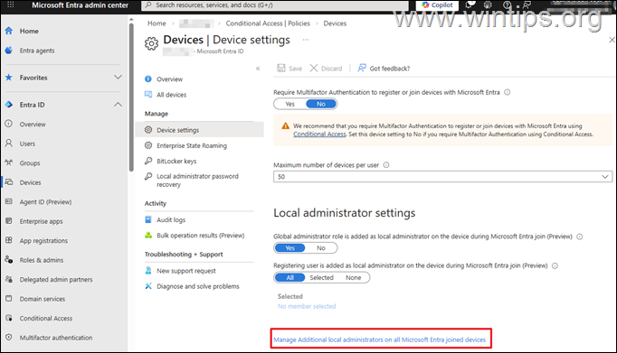  Add Entra User(s) as Local Admin(s) on ALL Entra Joined Devices during Registration.*