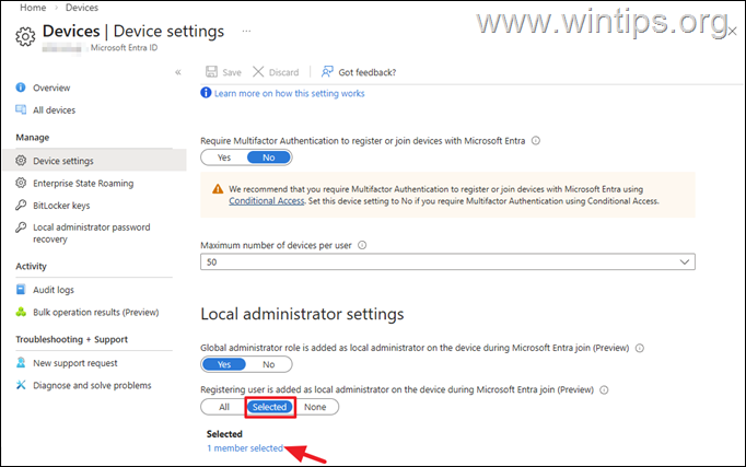 prevent entra user to become local administrator