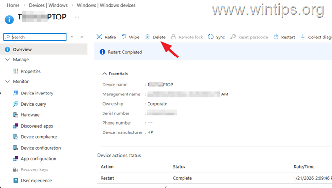 Delete Device Intune