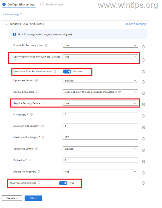 Windows Hello for Business - Use Cloud Trust For On Prem Auth: Enabled