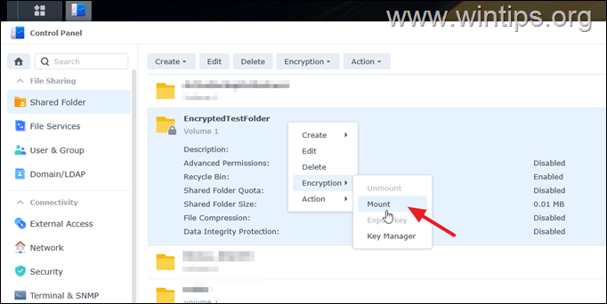 Mount Encrypted Shared Folders. - Synology Failed to run backup task