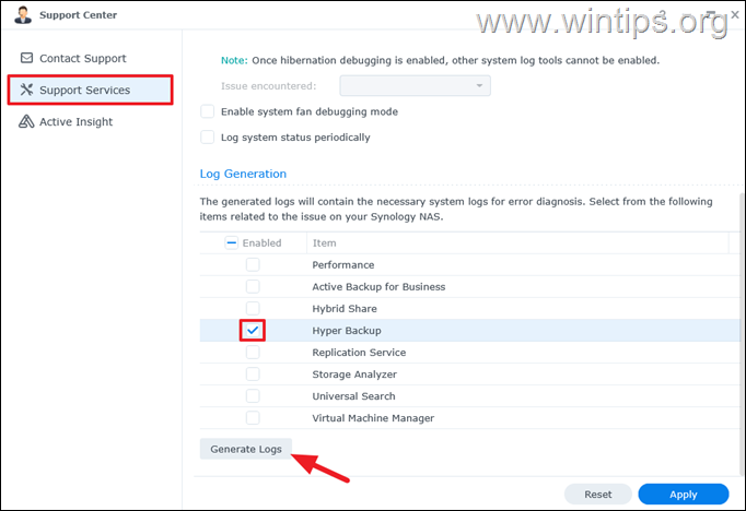Synology detailed logs