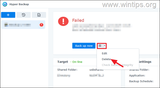 Delete Hyper Backup Task