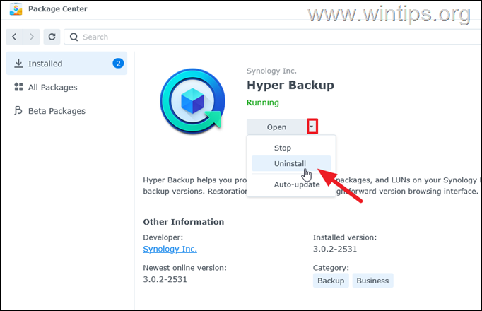Uninstall Hyper Backup
