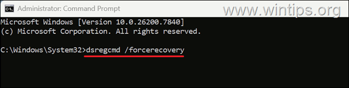 Unregister Device from Entra -dsregcmd /forcerecovery