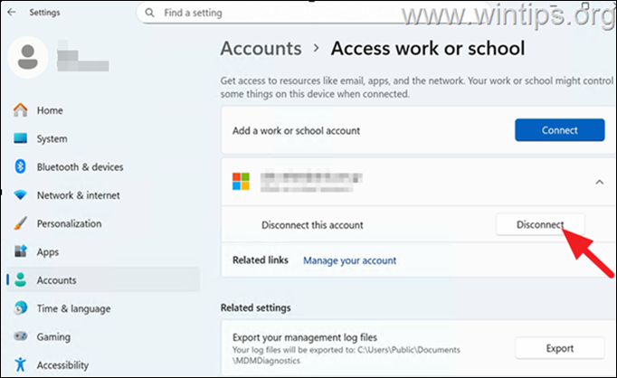 Unregister Device from Microsoft Entra ID by Disconnecting Account 