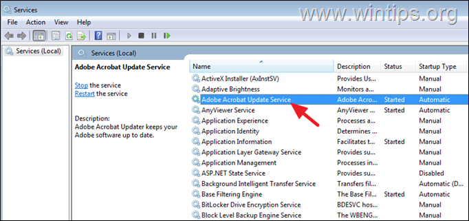Disable Adobe Acrobat Update Service