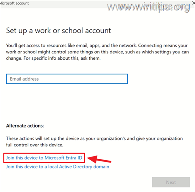 Join this device to Microsoft Entra ID.