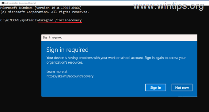 dsregcmd /forcerecovery