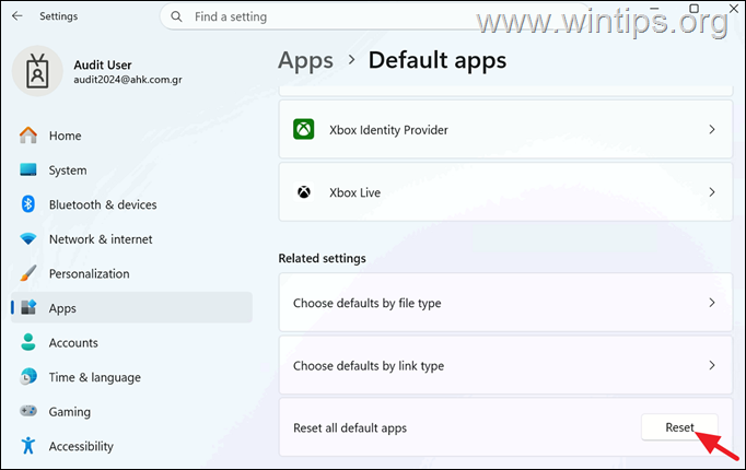 Reset default apps Reset all default apps